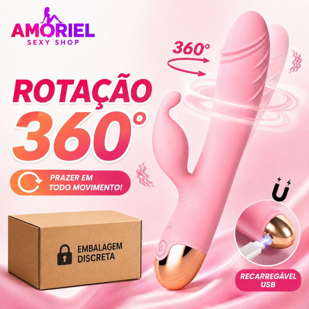 Vibrador Feminino Rotação 360° + Vibração Potente | Silicone Premium Hipoalergênico | Silencioso e USB