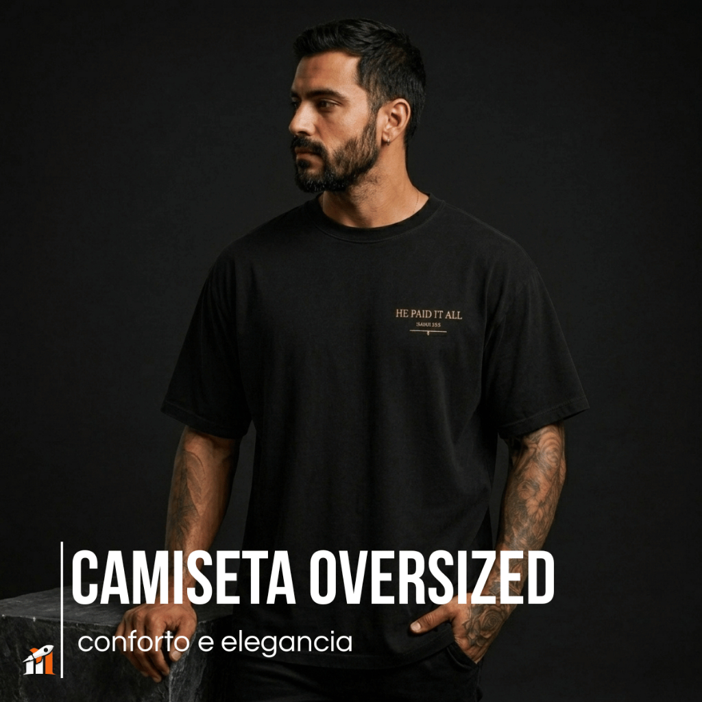 Camiseta Masculina Oversized Preta Religiosa Jesus Estampa Frente e Costas Streetwear 100% Algodão