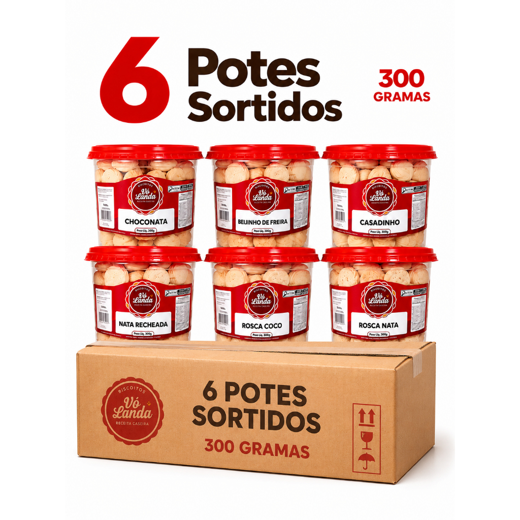 Biscoito Amanteigado Caixa C/ 6 un - 300g Cada - Atacado Biscoito Finos Recheado/ Amanteigado Revenda