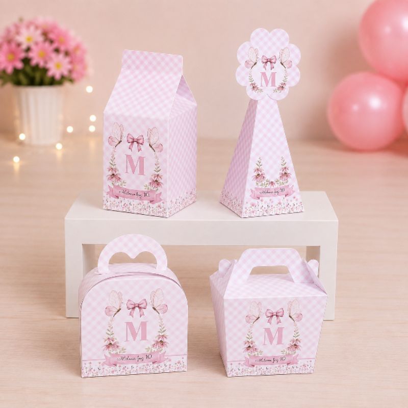 Kit de Caixas Jardim das Borboletas Personalizada + BRINDE / PEGUE E MONTE / Lembrancinha de Festa / Aniversário