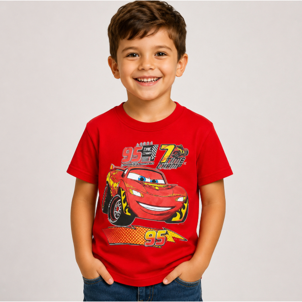Blusa Carros McQueen Menino Estampada 100% Algodão Roupa Infantil Verão Diversas Estampas Tamanho 2 ao 12