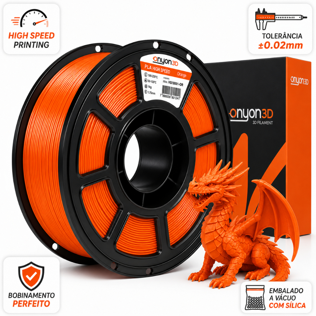 Filamento PLA Onyon High Speed 1.75mm 1kg Onyon 3D - Impressão Rápida Para Impressora FDM
