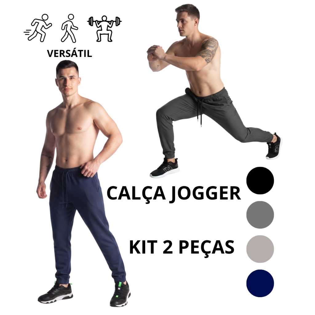 Kit 2 Calças Masculina Jogger Tactel Conforto, Estilo e Liberdade de Movimento na Academia e Corrida