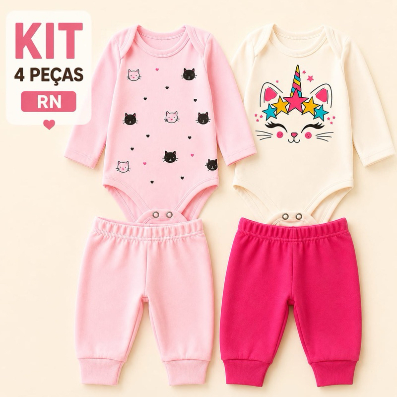 Kit Enxoval 30 Peças Roupinha De Bebê Body Calça Algodão