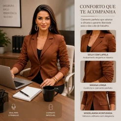 Blazer Social Feminino Adulto | Blazer Elegante | Blazer do tamanho P ao GG | Blazer Alfaiataria | BLazer para Trabalho