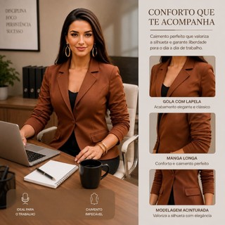Blazer Social Feminino Adulto | Blazer Elegante | Blazer do tamanho P ao GG | Blazer Alfaiataria | BLazer para Trabalho