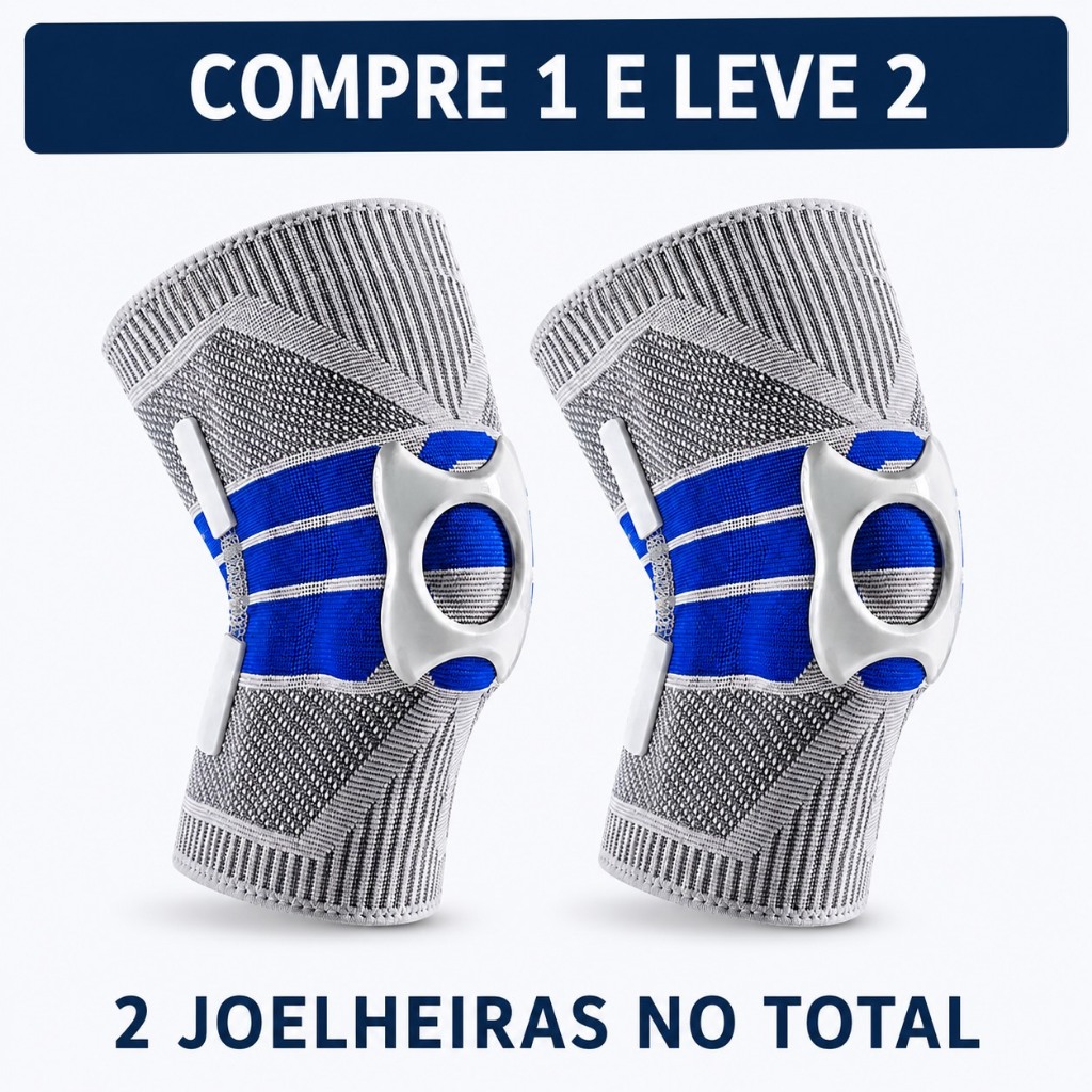 【kit 2】Joelheira de Compressão com Suporte de Molas, Amortecimento de Silicone para Corrida e Academia