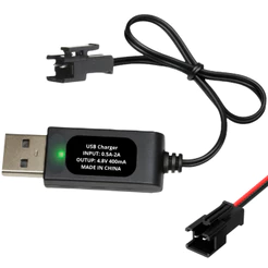 Cabo Carregador USB para Bateria 3.7V / 4.8V / 6V Carro Barco Drone RC Brinquedos Conector SM / JST