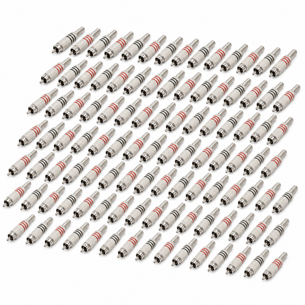 Kit 100 Peças (50 Pares)  Plug RCA Macho Bertô Blindado 6mm Ótimo Custo-Benefício Som Automotivo e Home Theater e