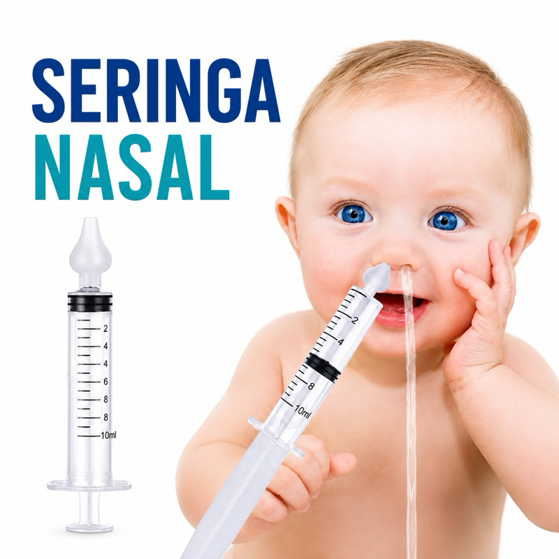 1 Seringa Lavador Nasal Infantil c/ Bico de Silicone Macio Higiene do Bebê Nariz Sugador Catarro