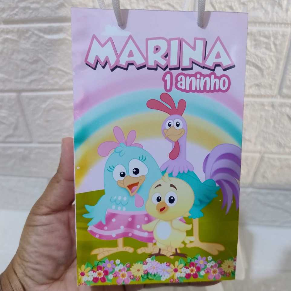 PERSONALIZADOS SACOLINHA GALINHA PINTADINHA /PARA LEMBRANCINHA-FESTA-VÁRIOS TEMAS/KIT PERSONALIZADO LEMBRANCINHA