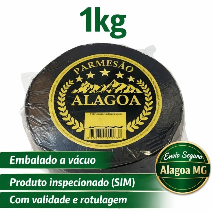 Queijo Capa Preta Alagoa MG 1kg Embalagem a Vácuo Inspecionado