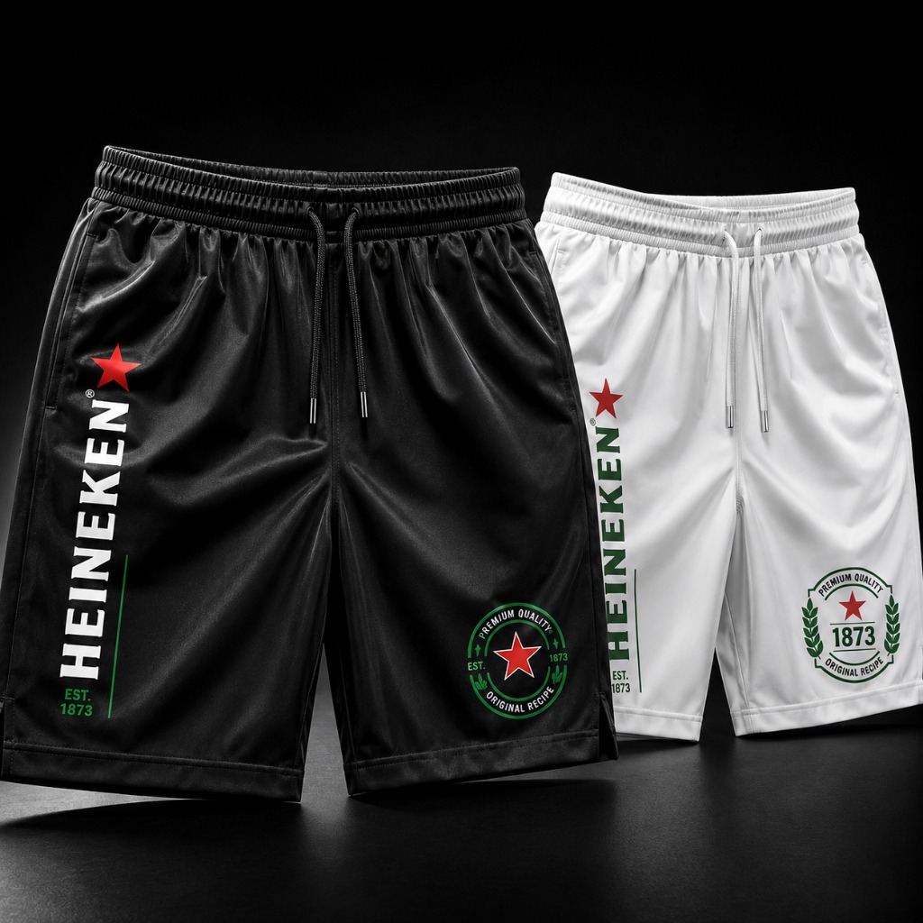 Kit 2 Bermudas Masculina Tactel Praia C E R V E J A S Mauricinho Acima do Joelho Verão Piscina Churrasco Casual Bolso