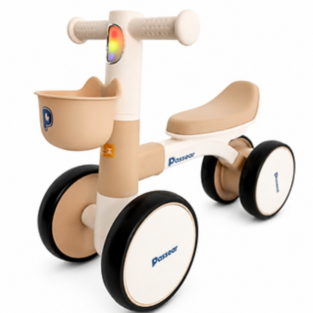 Bicicleta De Equilíbrio Infantil Sem Pedal +12 Meses Passear C/cestinho Bege