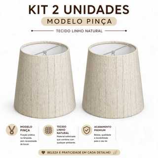 kit 2 Cúpula pequena para Lustre Luminária abajur arandela modelo  pinça 8x12x12 em tecido