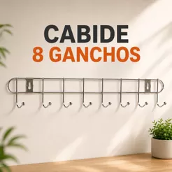 Cabide de Parede Multiuso 8 Ganchos Organizador em Aço para Pendurar Cintos Sutiãs Bolsas Roupas e Toalhas