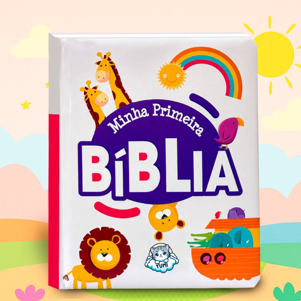 Livro Infantil Minha Primeira Bíblia Capa Almofadada | Histórias da Bíblia Ilustrada 0 a 8 Anos
