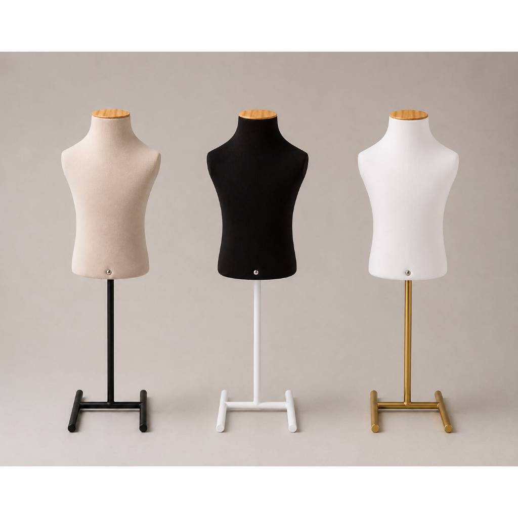 Busto Costureira RN Infantil Com Pedestal Regulável Manequim Para Roupas Bebê Loja Baby Boutique Kids