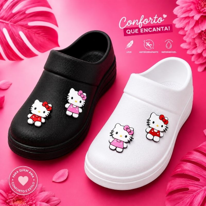 Sapato EPI Serviço Geral Personalizado Hello kitty Eva DIARISTA Cozinha Profissional Unissex Leve (Nr-32 Hello Kitty)