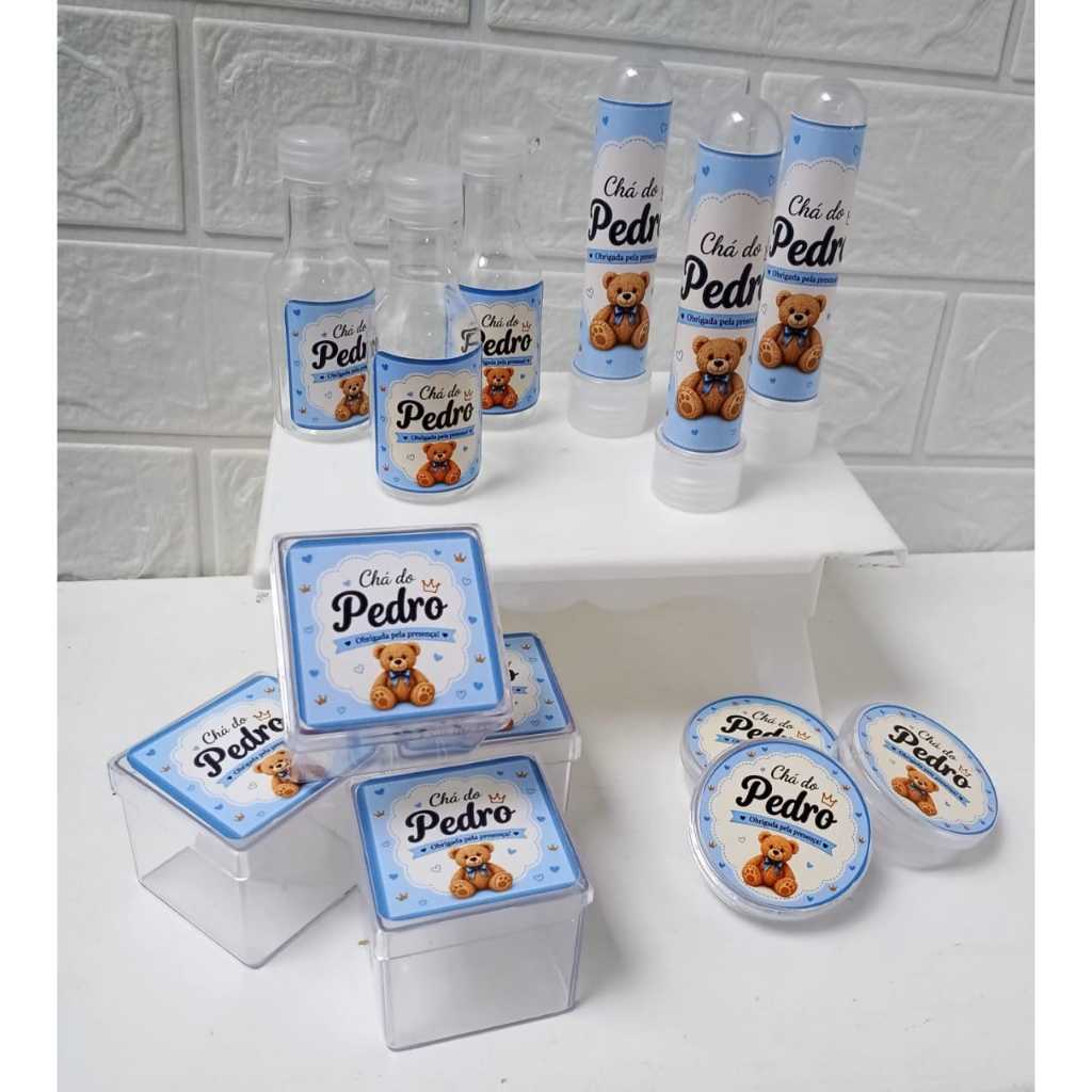 Kit 40 Lembrancinhas Chá de Bebê /Chá Revelação/Personalizados Festa Infantil/ Tubete/Acrílicos
