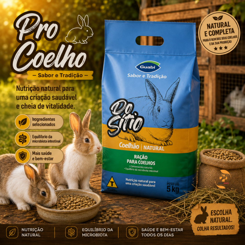 Ração Natural Guabi Granulada Para Coelhos Roedores 5kg