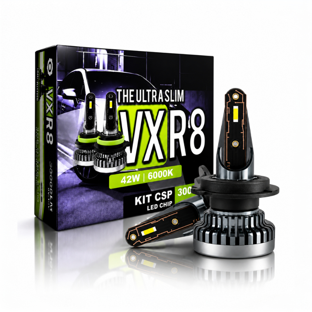 Kit Lampada R8 Ultra Led Nano F10 H7 6000k Branco Frio 42w 30000 Lumens Super Led Encaixe H7 12v