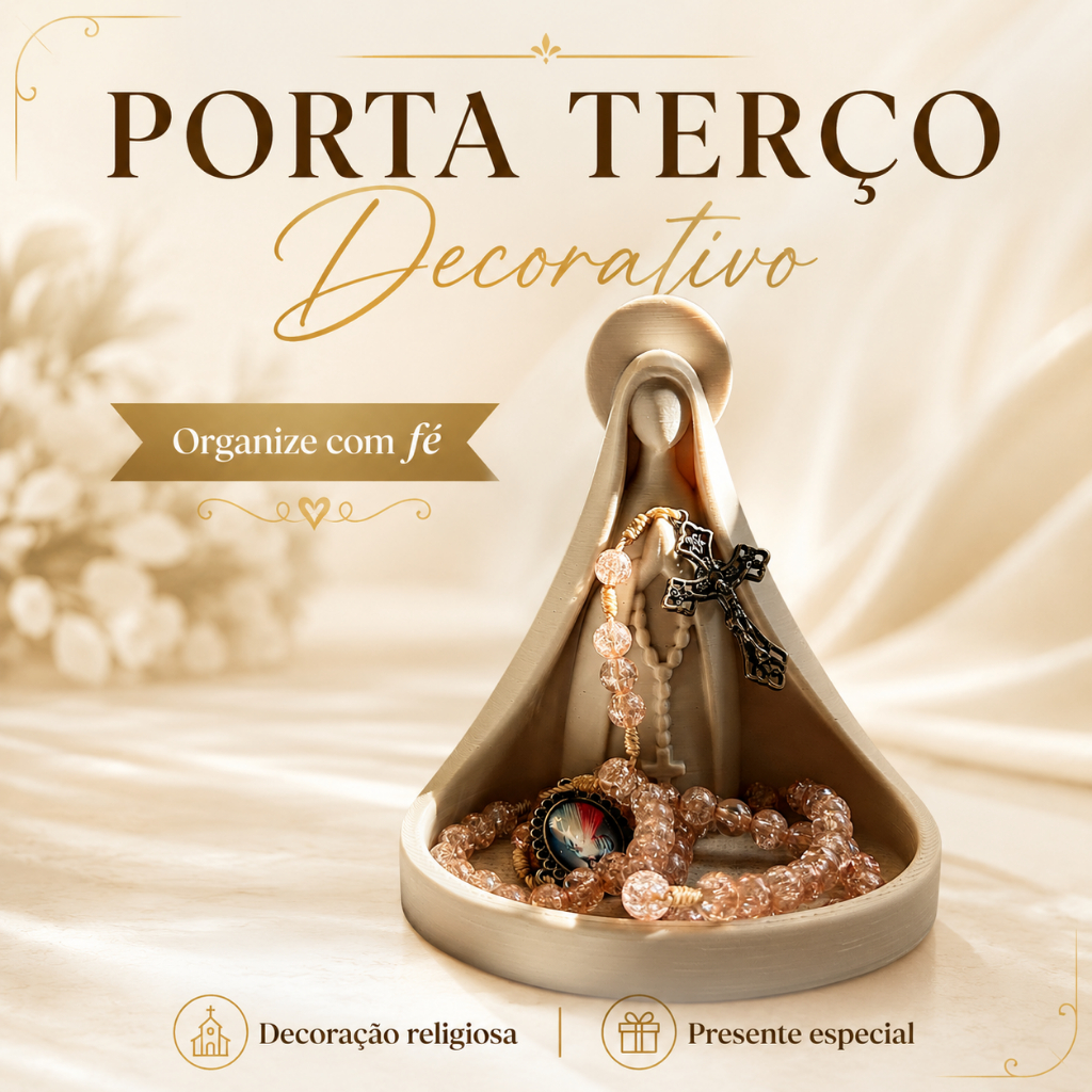 Porta Terço Nossa Senhora Decorativo Católico Organizador de Rosário Presente Religioso Fé e Devoção