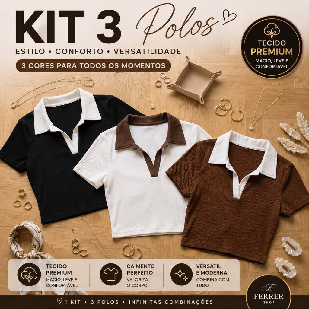 Kit 3 Camisetas Femininas Croppeds Curtas Malha Flexível Toque Macio Visual Jovem Passeio Trabalho
