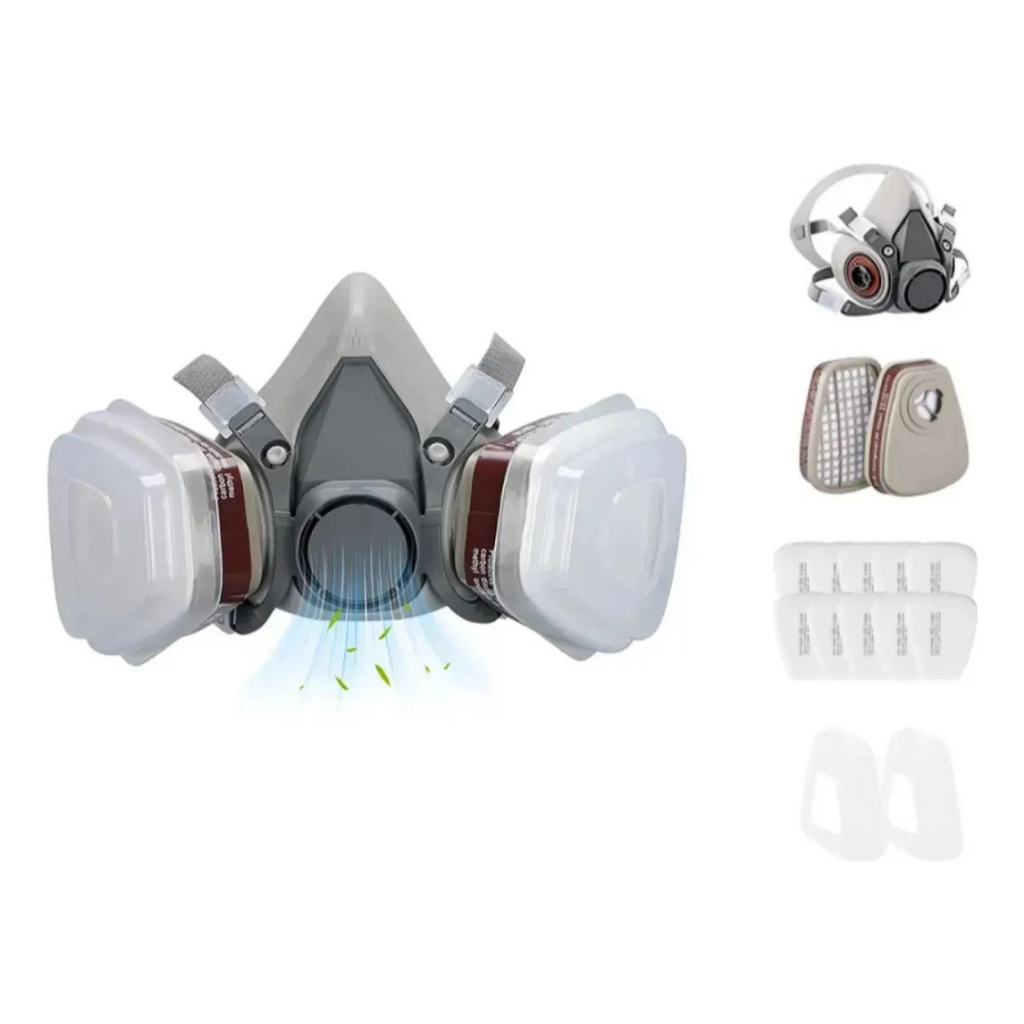 15 Em 1 6200 Máscara De Gás Spraying Pintura Trabalho De Segurança Respirador Meio Rosto Indústria Pó  Kit 10 Filtros