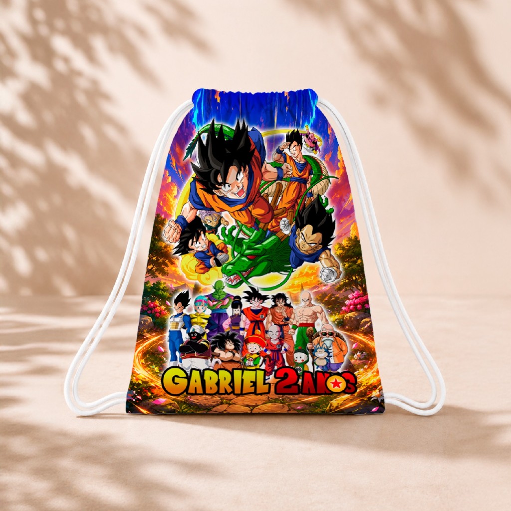 10 Mochila Personalizada Infantil 18x26 Sacolinhas Surpresa Festa Aniversário Lembrancinha Dragon Ball Z M4