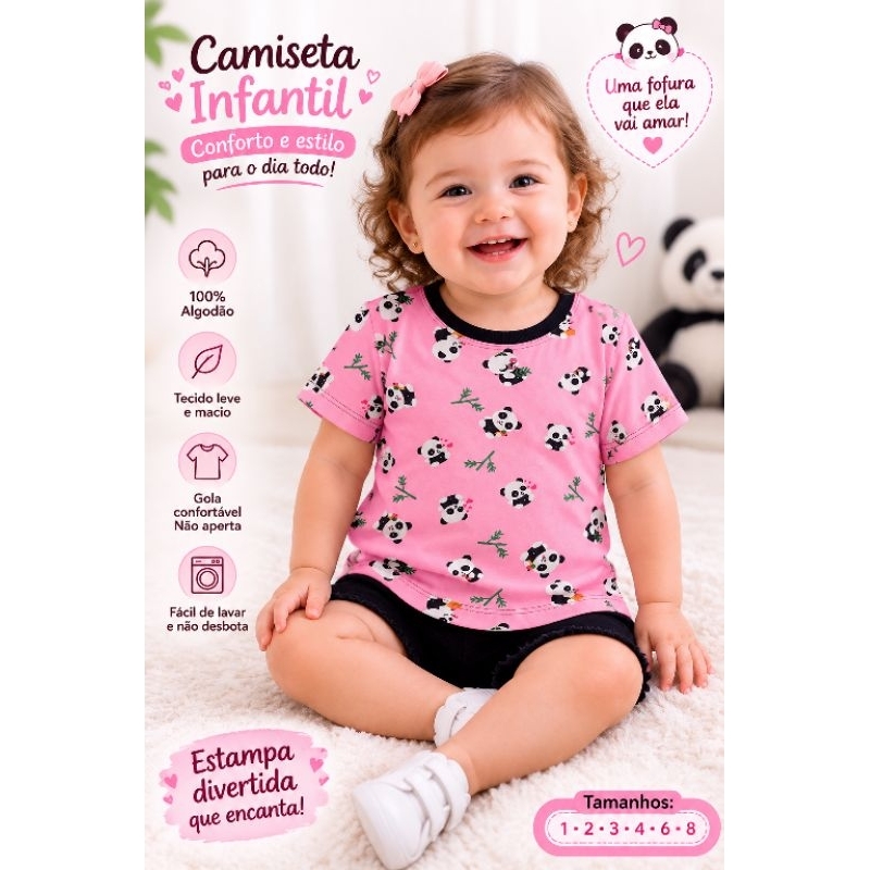 Camiseta Básica Meninas Elastano