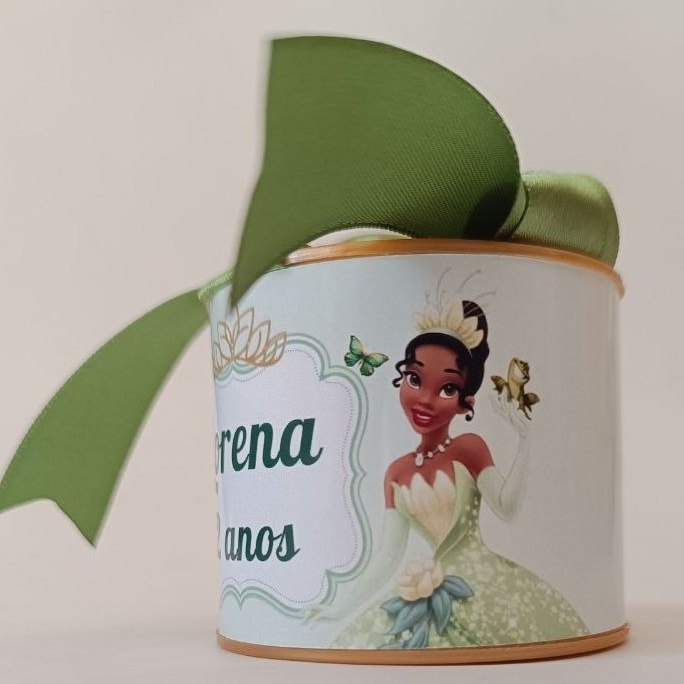 Kit Tubolata Personalizada 5x6cm Lembrancinha A princesa e o sapo Princesa Tiana  Aniversário Chá de Bebê Festas
