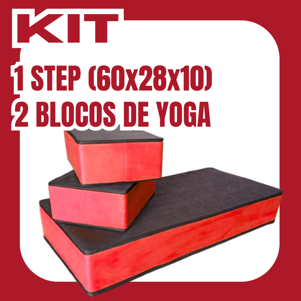 KIT STEP 60X28X10 E BLOCO DE YOGA