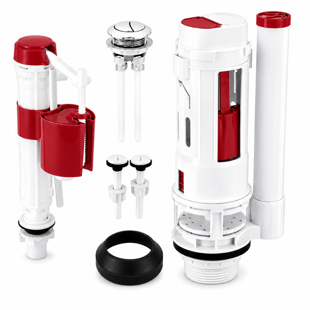 Kit Completo Mecanismo Universal Turbo Reparo Caixa Descarga Acoplada Acionamento Superior Banheiro 3l a 6l