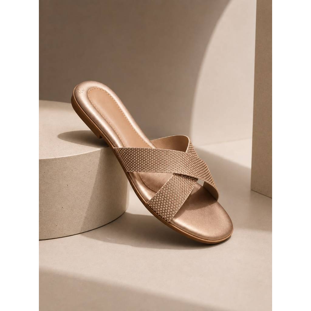 [34 - 42] Nº Especial Rasteira Feminina Chinelo com Tiras Cruzadas e Brilho Envio Rápido