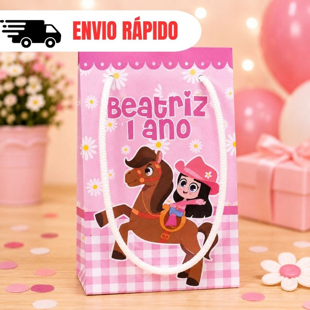 Kit 10 a 30 Sacolinhas Surpresa Personalizada Boiadeirinha Turma Lembrancinhas Festa Infantil Aniversário PEGUE E MONTE