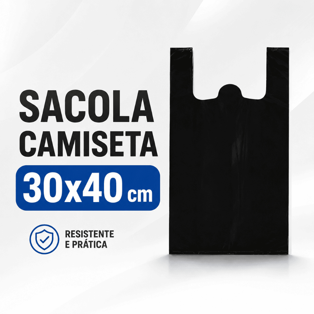 100 Sacolas Plásticas Pretas 30x40 Reforçadas Comércio Mercado Loja Conveniência