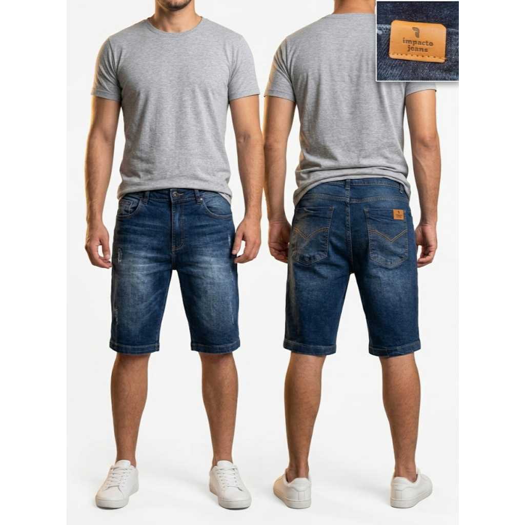Bermuda Masculina Jeans Tecido Premium com Elastano Slim Casual