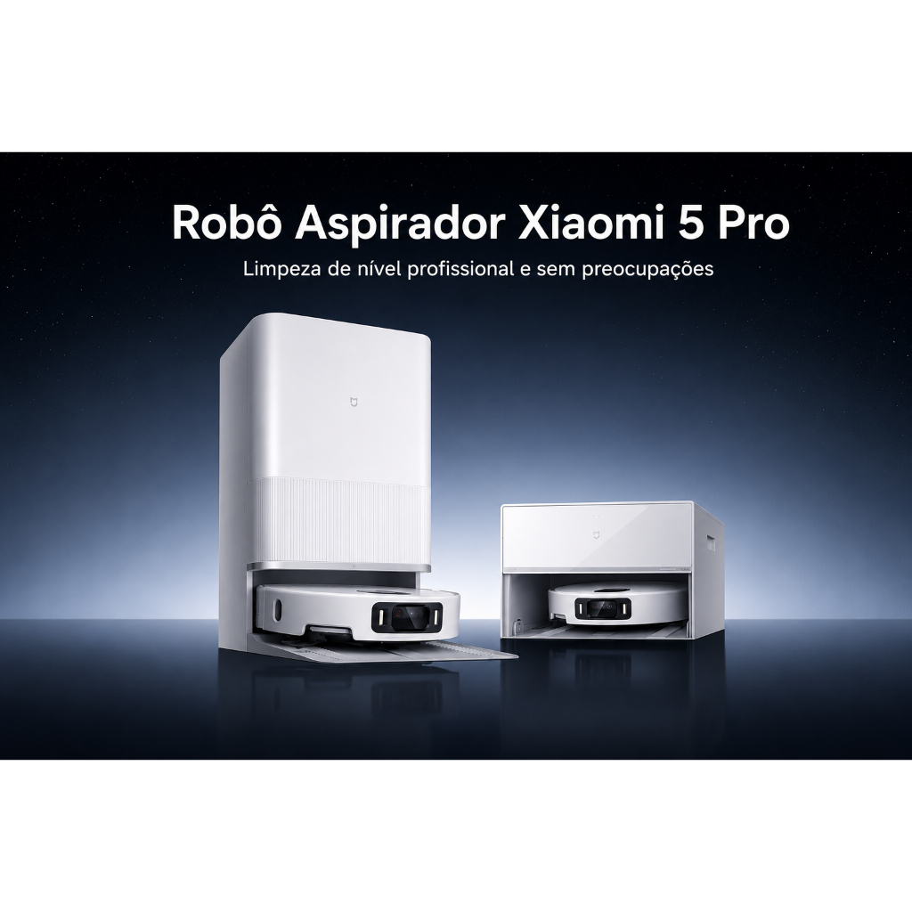 Robô Aspirador Xiaomi Vacuum 5 Pro Automático Mini 23000pa IA Lançamento 2026 En