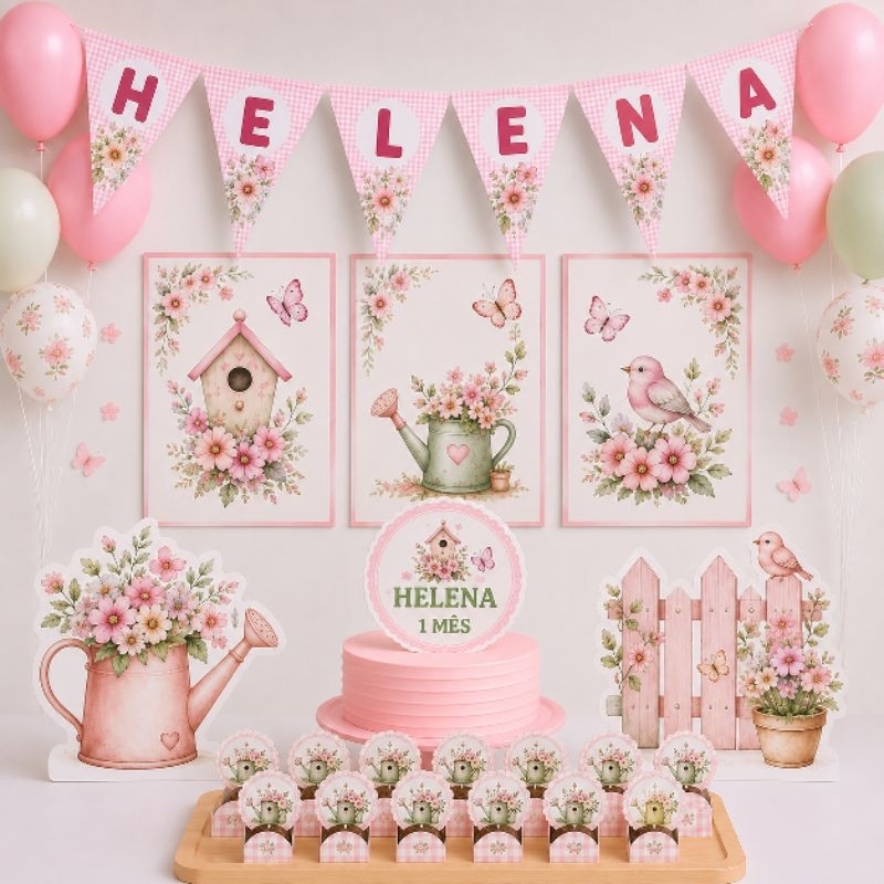 ENVIO RÁPIDO - Kit Festa Jardim Encantado - Personalizado Bolinho Aniversário Lembrancinha Decoração de Festa