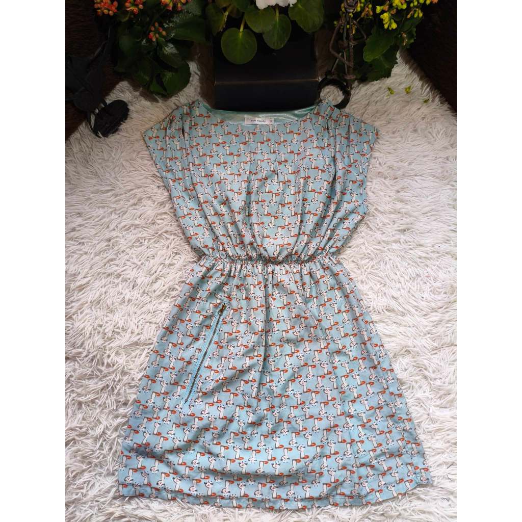 Vestido Juvenil Feminino, Modelo Regata, Crepe Azul Estampado, Tam: 16-S, Marca: Bauerbauer1977