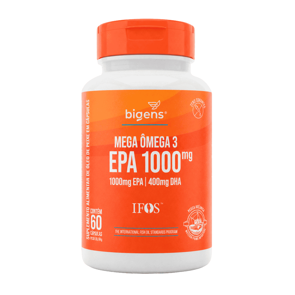 BIGENS MEGA ÔMEGA 3 EPA 1000MG, DHA 400MG IFOS (SEM VITAMINA E NA FÓRMULA) 60 CAPS