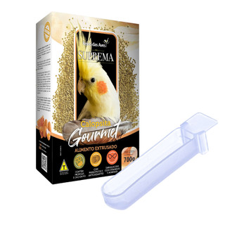 Ração Suprema Calopsita Gourmet 700g + Comedouro Unha | Extrusado completo indicado Calop…