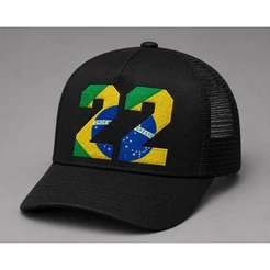 Boné Telinha Trucker 22 Estampa Brasil DTF Masculino Feminino Aba Curva
