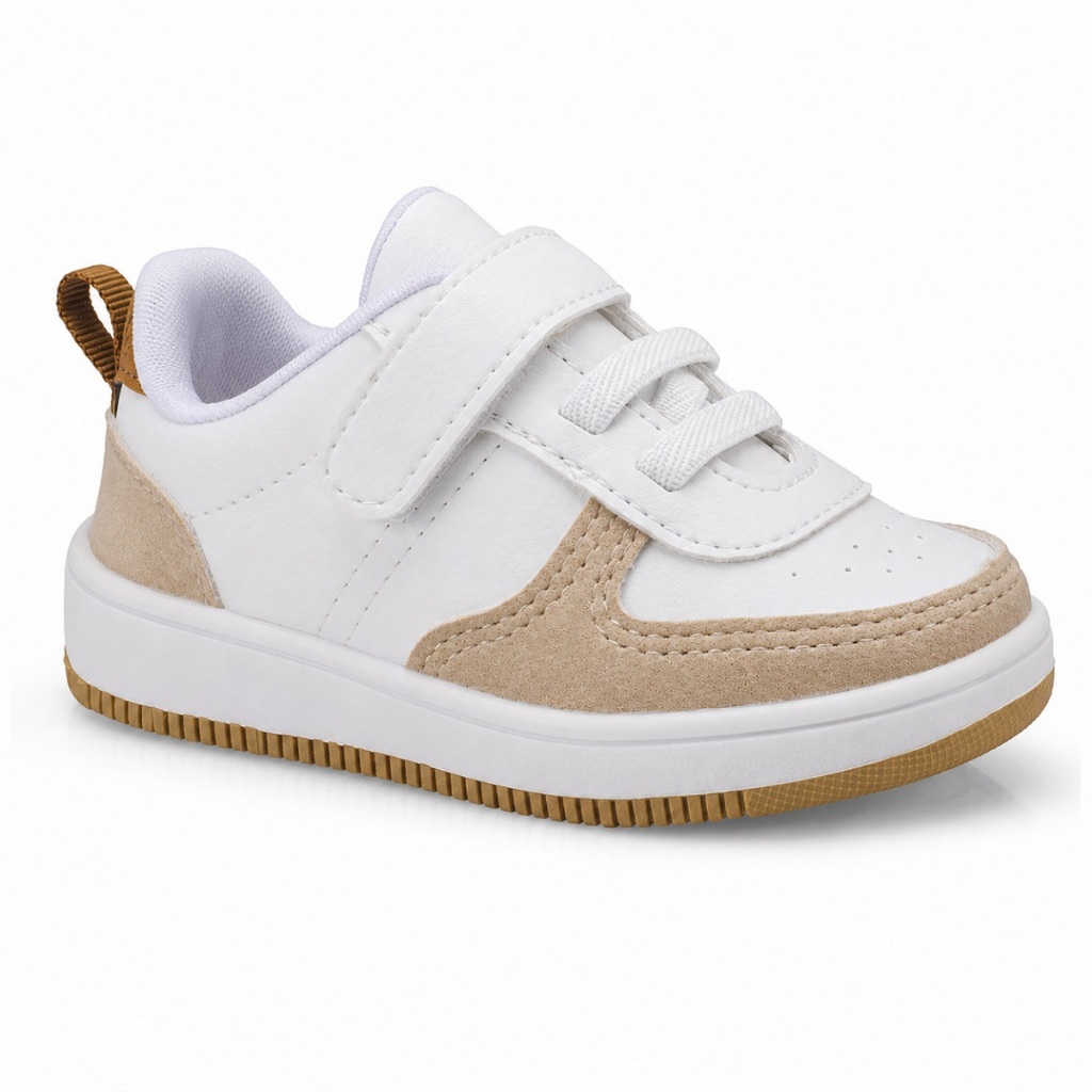 Tênis Infantil Menino Unisex Branco Elástico Calce Fácil Confortável Leve Casual 21502 Pequito