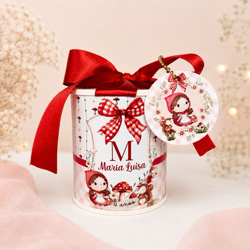 Kit Tubolatas  Personalizadas 7x6 cm com TAG — CHAPEUZINHO VERMELHO|Lembrancinhas Aniversários, Chá de Bebê