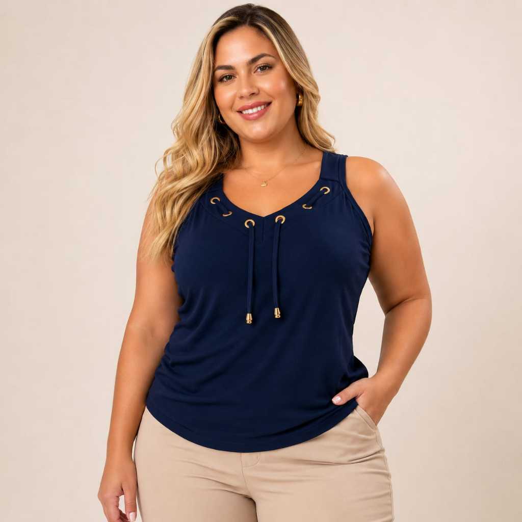 Blusa Regata Plus Size Feminina Alça Larga Viscolycra 42 ao 52
