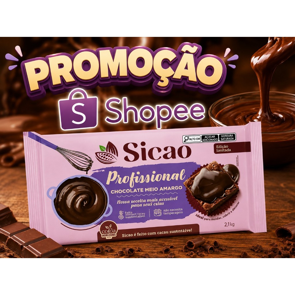 Chocolate NOBRE Profissional Sicao Meio Amargo 2,1kg Barry Callebaut - Barra