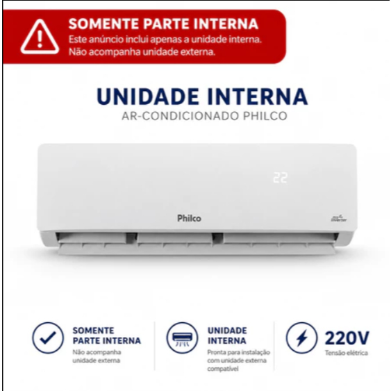 Evaporadora Ar-Condicionado Philco PAC12FB 12000 BTUS Frio 220V - SOMENTE PARTE INTERNA