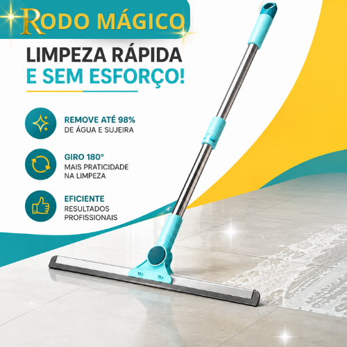 Kit Rodo de Limpeza Mágico Articulável 35cm e 50cm com Cabo de 1,20m Multiuso para Piso, Vidro e Azulejo